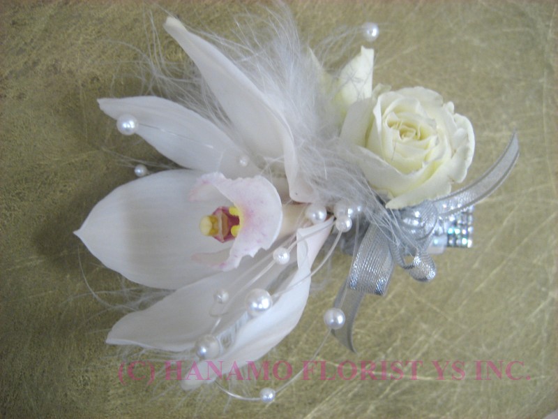 CORS022 Cymbidium Wrist Corsage on jewel Bracelette